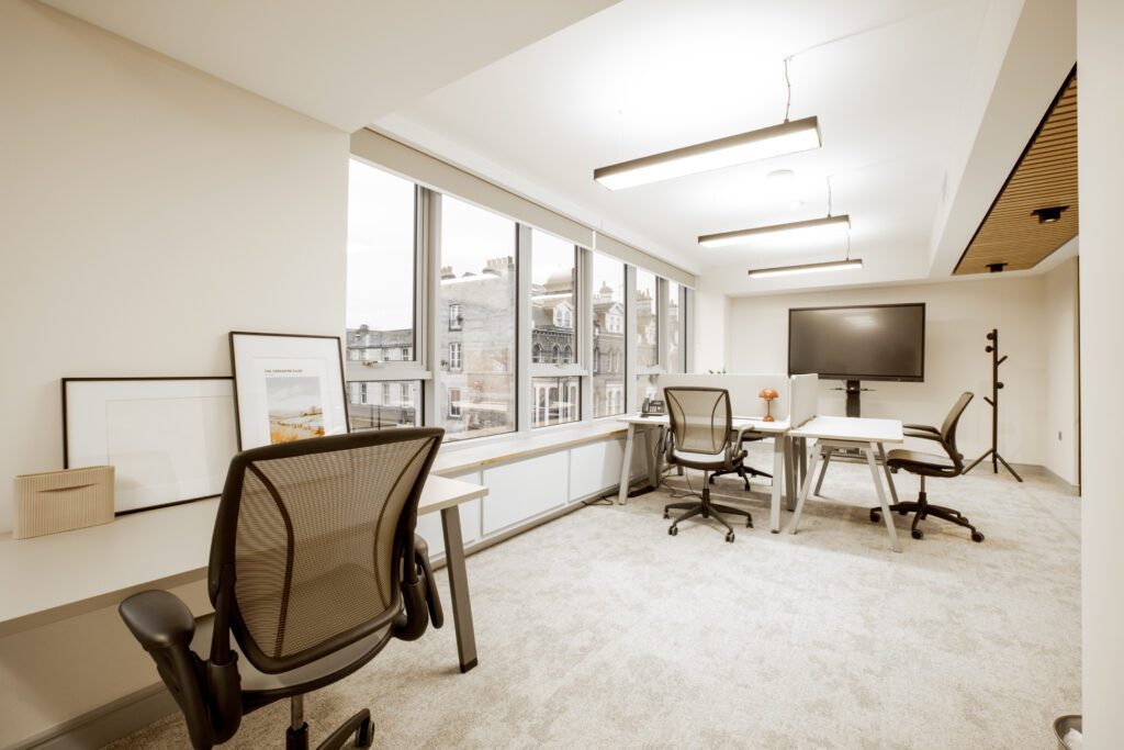 office interior with desks and task chairs