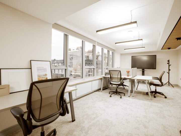 office interior with desks and task chairs